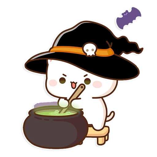Эмодзи mochi peach cats - Halloween