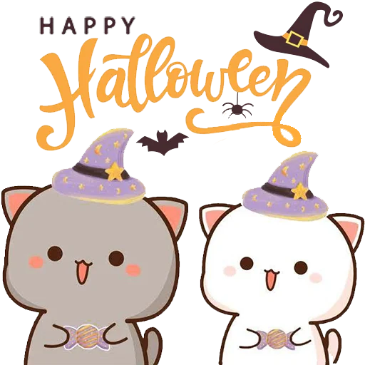 Эмодзи mochi peach cats - Halloween