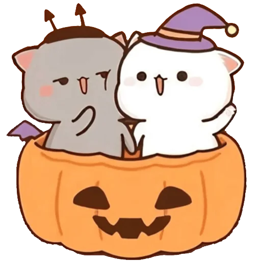 Эмодзи mochi peach cats - Halloween