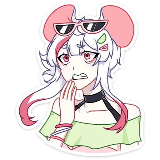 Эмодзи Мауси и Рен на каникулах без надписей