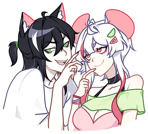 Эмодзи Мауси и Рен на каникулах без надписей