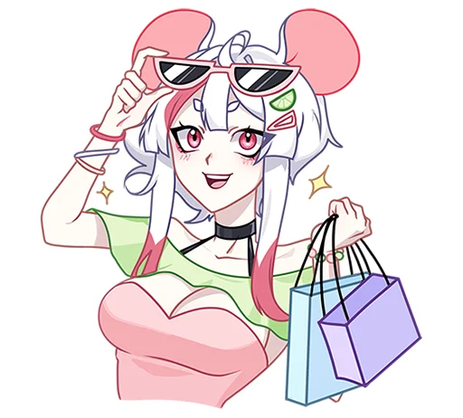 Эмодзи Мауси и Рен на каникулах без надписей