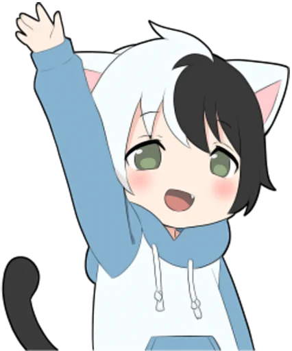 Эмодзи Black and white cat boy •