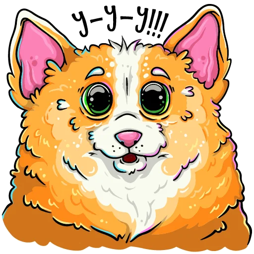 Эмодзи Помятый корги с текстом