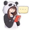 Эмодзи Девочка-Панда и кот Барсик