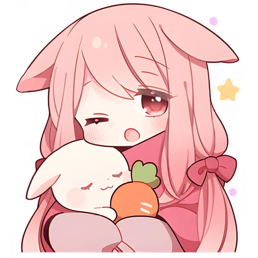 Эмодзи Розовый зайчик