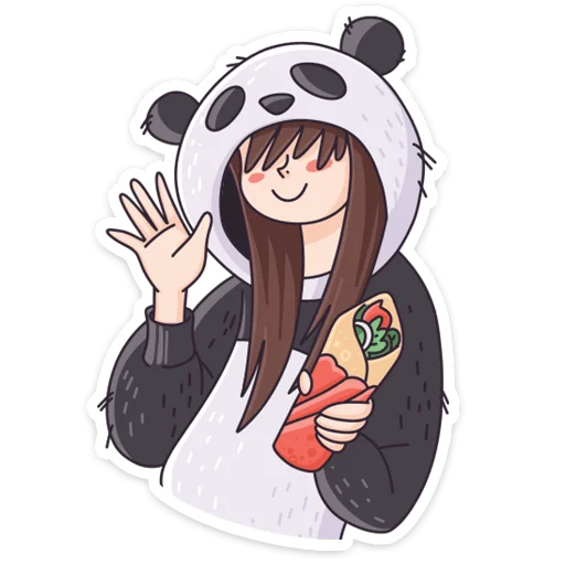 Эмодзи Девочка-Панда и Барсик