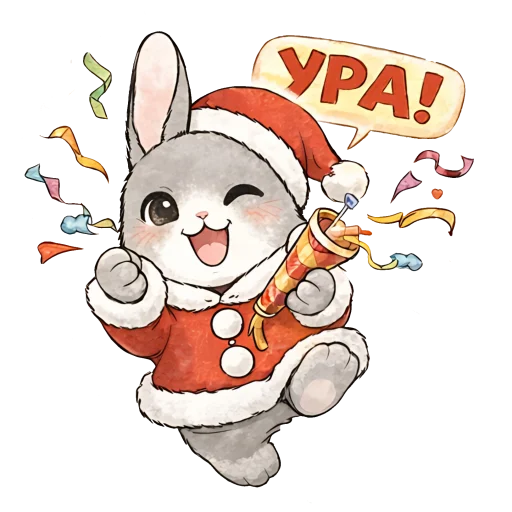 Эмодзи Новогодний зайчик