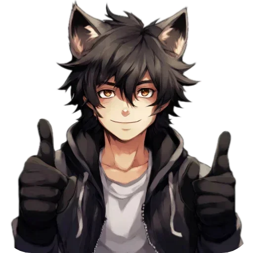 Эмодзи Anime Boy wolf